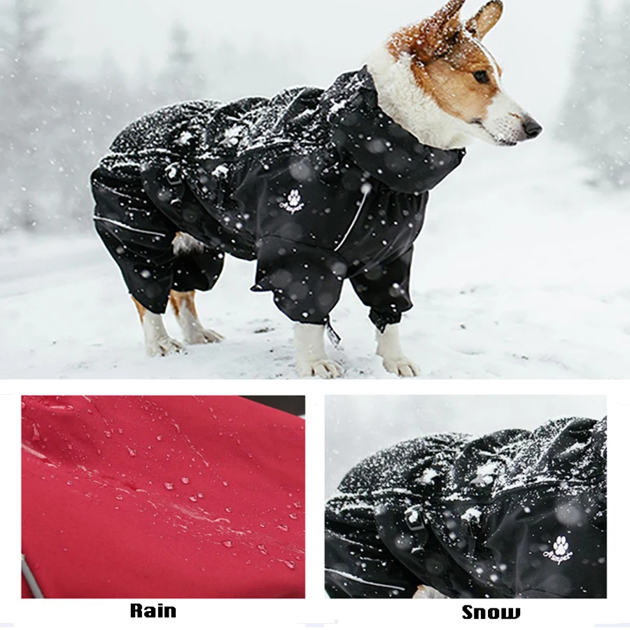 Chaqueta impermeable para mascota, abrigo c&aacute;lido de invierno, Mono Grande, chubasquero reflectante para perros peque&ntilde;os, medianos y grandes-5