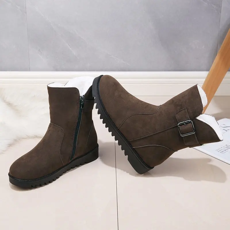 NEW Boots 2020 Brown Black Flock Ankle Boots Female Women Shoes Plush Snow Boots Women Fashion and Keep Warm Winter Boots Women NEW Boots 2020 Brown Black Flock Ankle Boots Female Women Shoes Plush Snow Boots Women Fashion and Keep Warm Winter Boots Women
