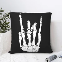 skeleton rocker hand square pillowcase cushion cover funny zipper home decorative polyester for bed nordic 4545cm