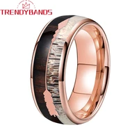 8mm tungsten wedding rings for men women engagement bands rose gold zebra wood antler arrows inlay polished finished comfort fit