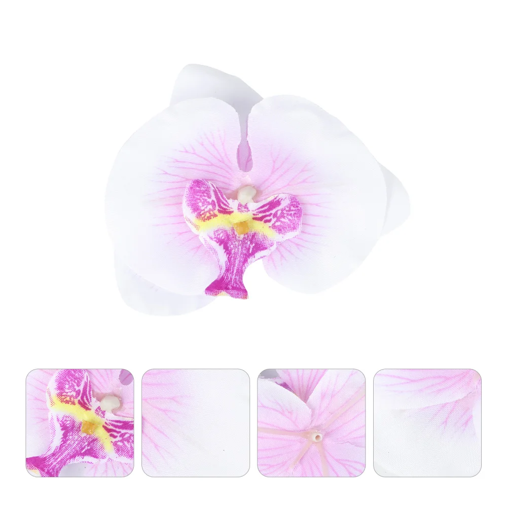

20pcs 9cm Artificial Orchid Silk Flower Heads Home Wedding Decoration (Ivory+Purple)