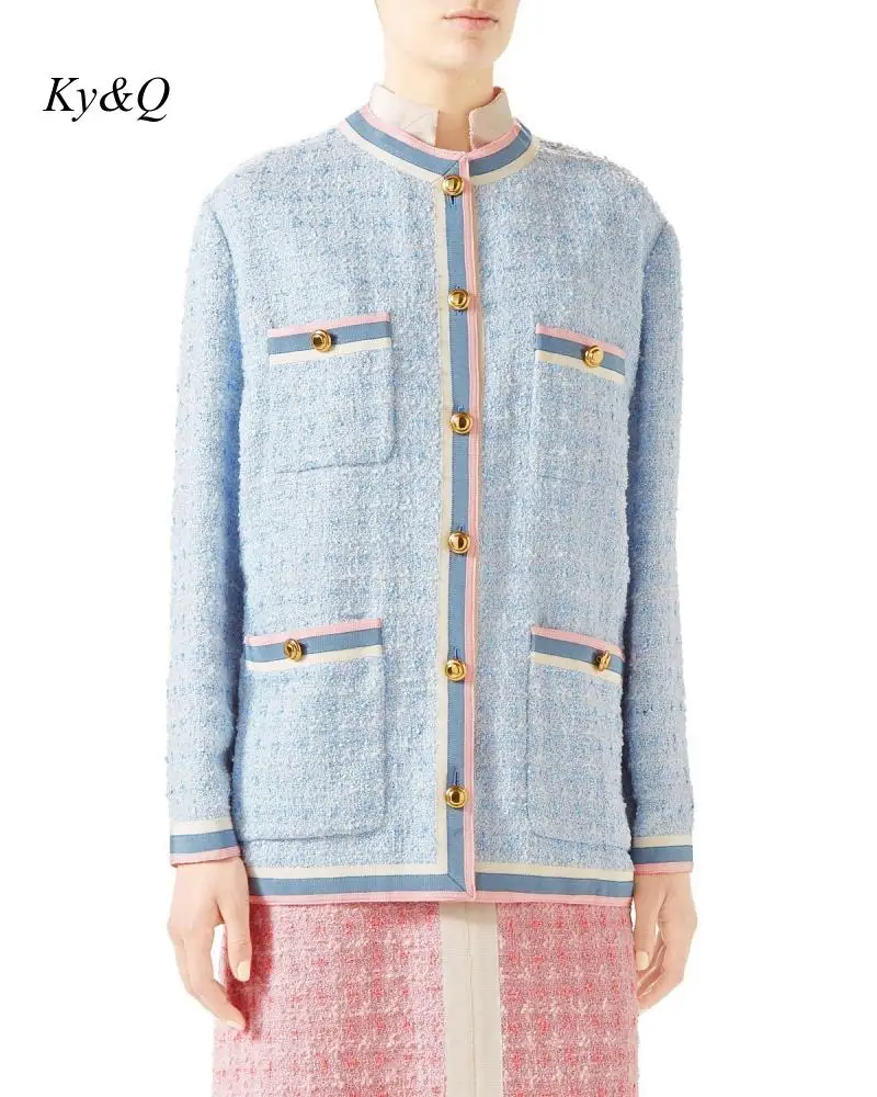 Женская твидовая куртка с длинным рукавом Повседневная приталенная в стиле