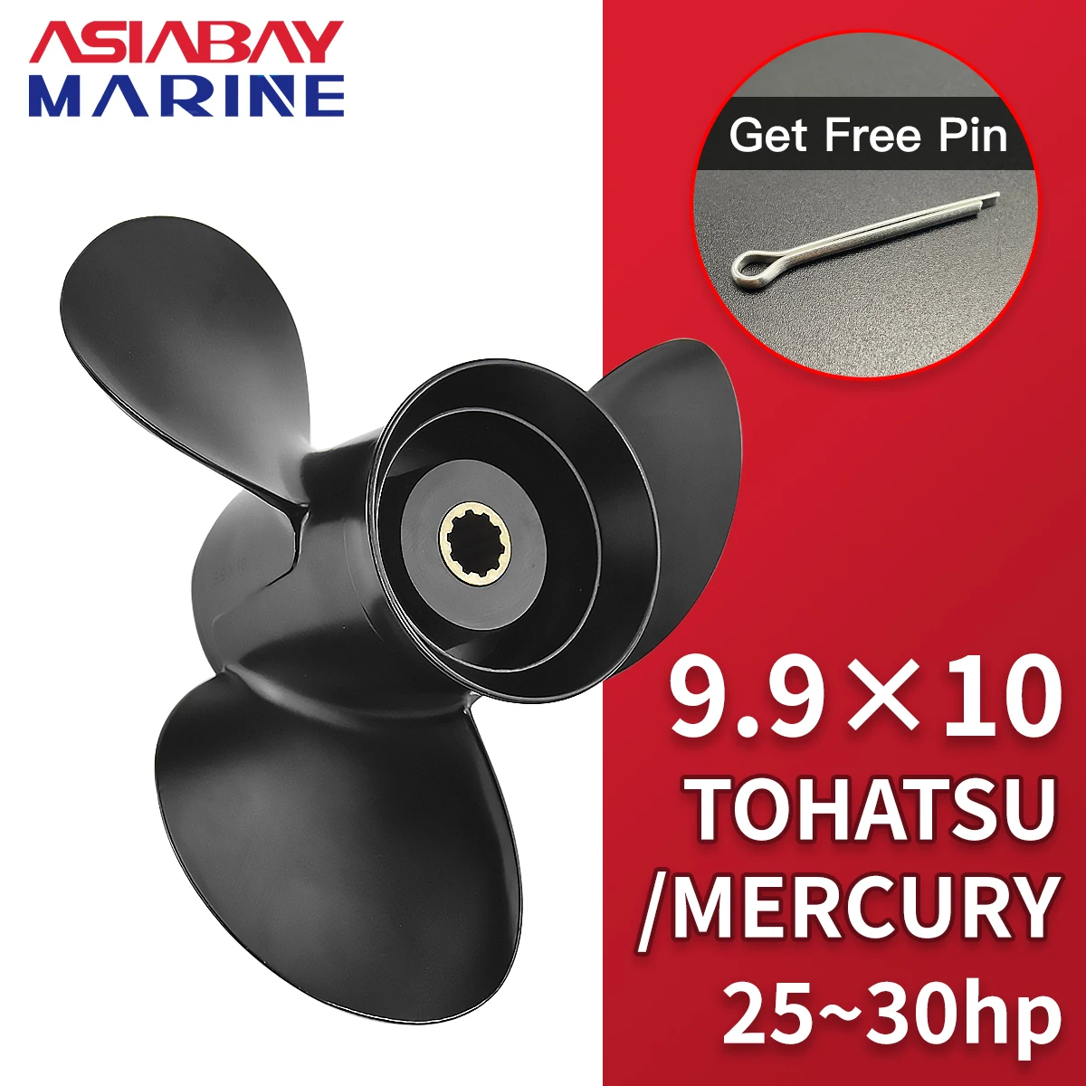 3-лопастной винт 9 9x10 Морской Пропеллер из алюминиевого сплава для Tohatsu Mercury Nissan