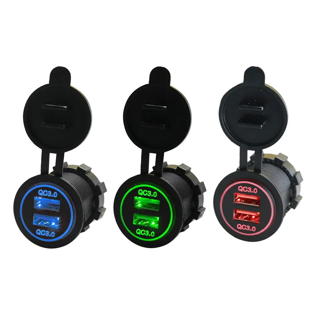 Автомобильное зарядное устройство с двумя usb портами быстрое 3 0 светодиодный