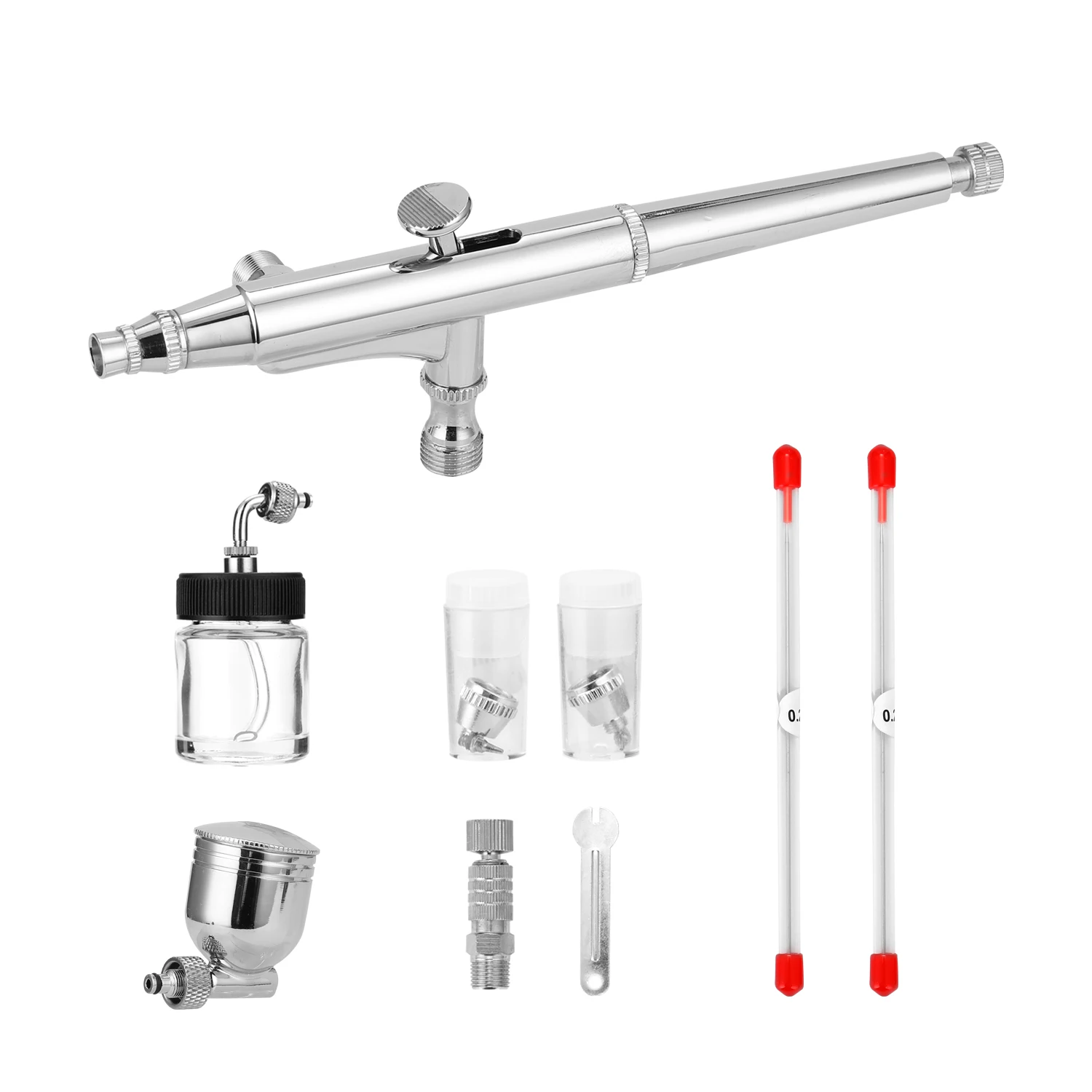 

Professional Airbrush Set Spray Gun for Model Making Art Painting with G1/8 Adapter Wrentch 2 Fluid Cups 2Needles 2 Nozzles