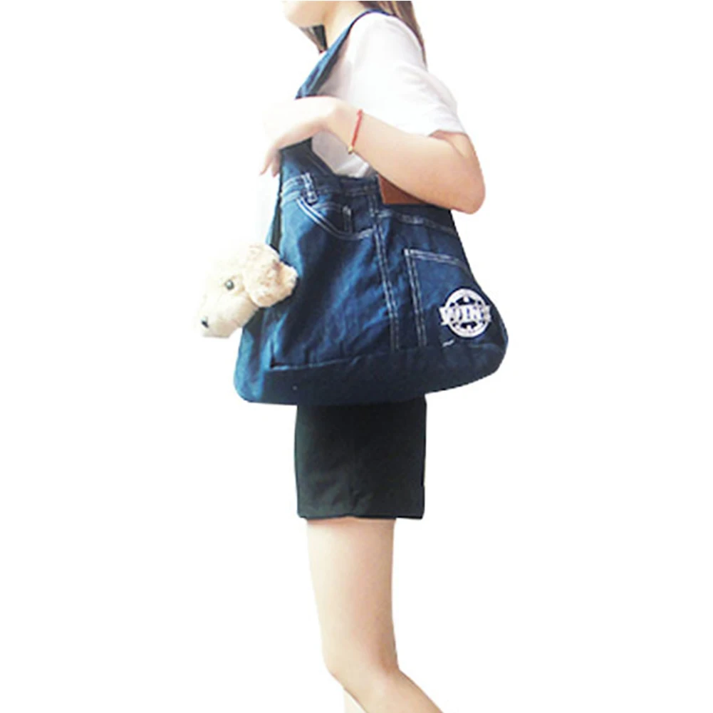 

Travel Pet Dog Storage Carrier Bag Accessories Cats Multi Function Tote Handbag Lightweight Shoulder Denim Backpack Breathable