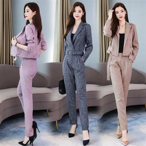 

2021 new women's fashion, western style, thin, tall, cold, royal sister style suit, spring and autumn outfit, two-piece set of g