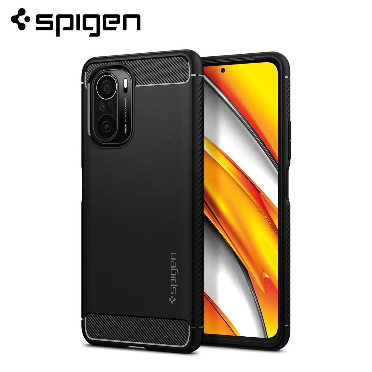 Spigen прочный армированный чехол для Xiaomi Poco F3 / Redmi K40 Pro + Матовый Черный Гибкий
