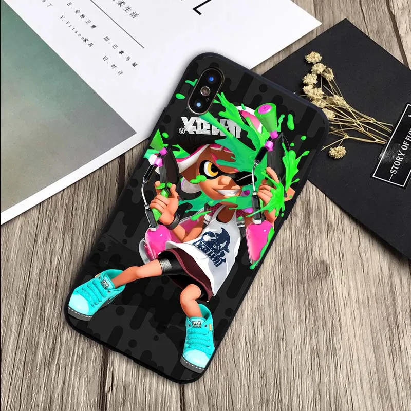 Перламутровый переключатель splatoon 2 Чехол Мягкий силиконовый черный ТПУ Телефон чехол для iPhone 6 6plus 7 8 plus 5 5S SE X XR XS Max