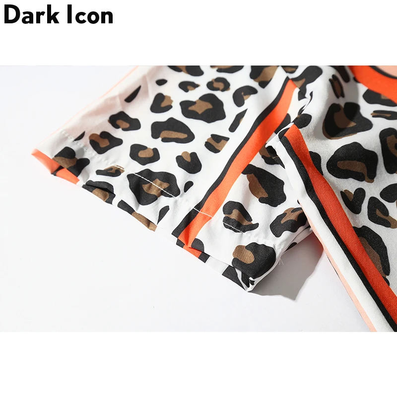 Темная икона полосатые рубашки мужские 2019 летние уличные ретро в леопардовой