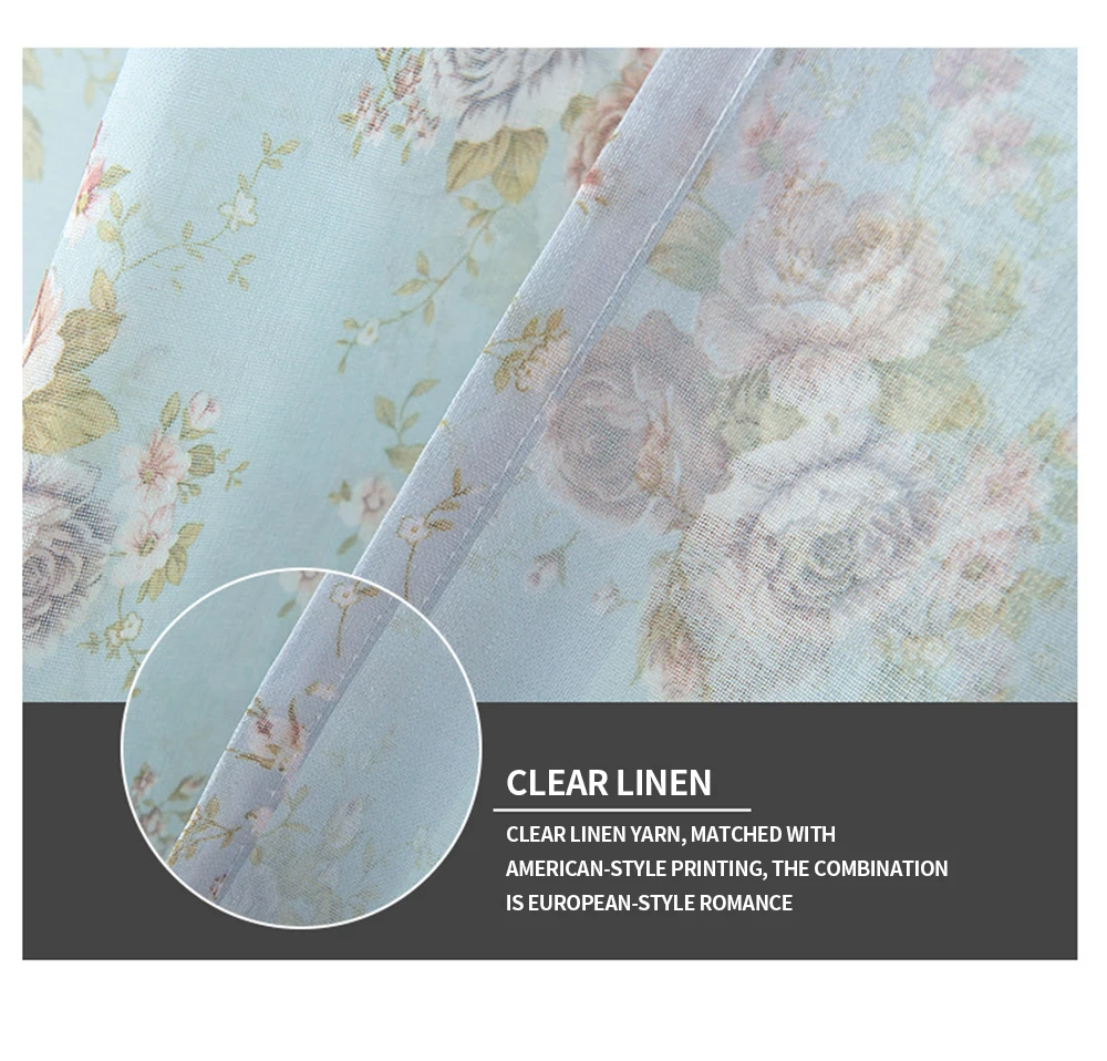 

New Modern Bedroom Door Blinds Tulle Curtain for Living Room Balcony Bathroom Kitchen Floral Print Transparent Window Curtains