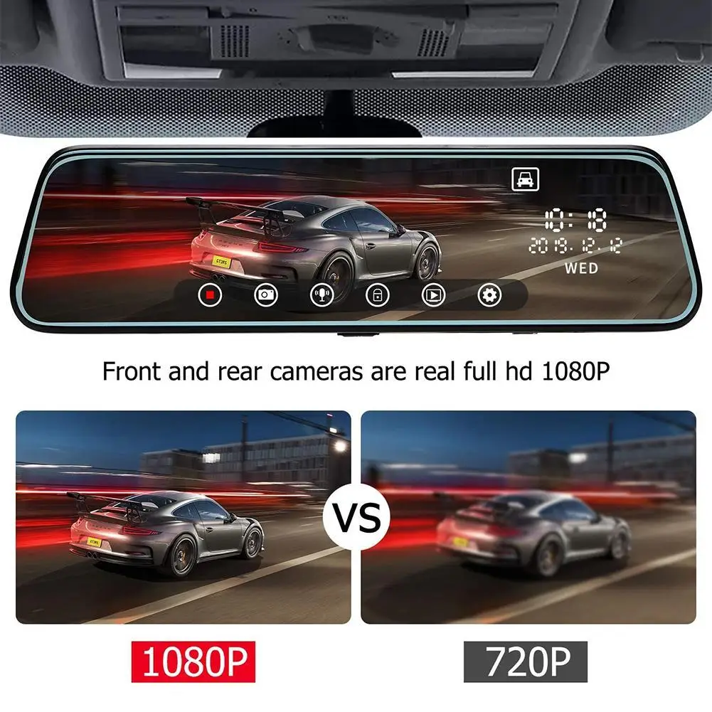 Автомобильная камера заднего вида с 10-дюймовым экраном FHD1080P видеорегистратор DVR