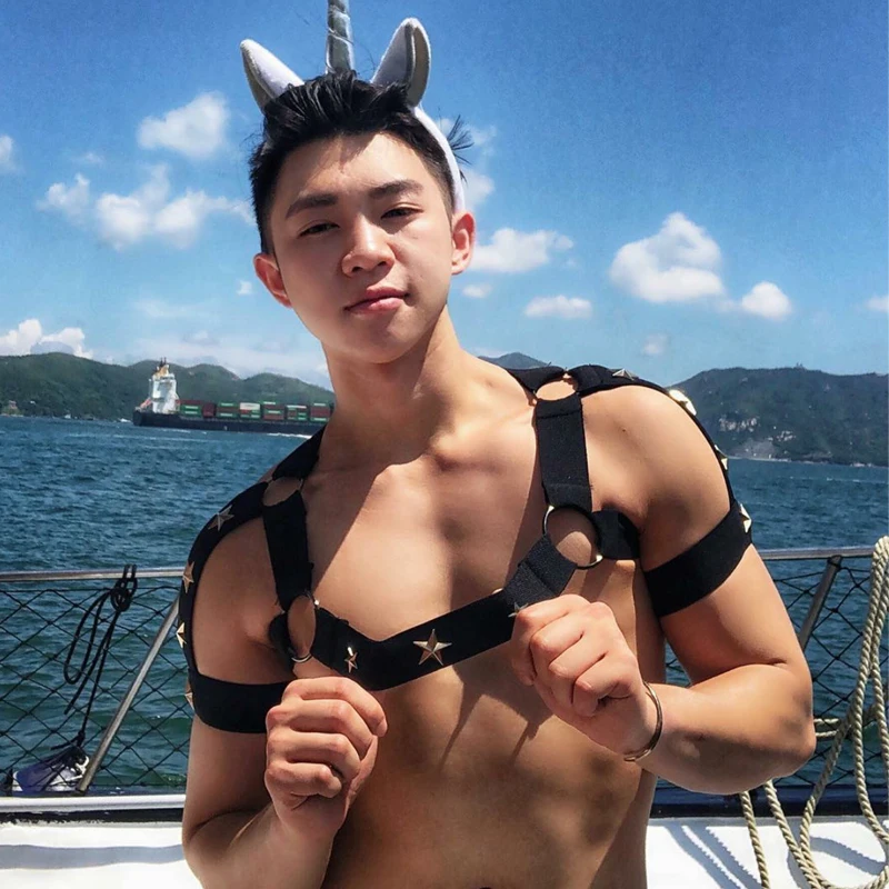 

shoulder chest with strap sexy nightclub