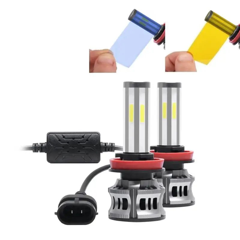 

2Pcs H11/H8 LED Light Ultra-high Brightness 6-sided LED Bulb Three-color Temperature 3000K / 6000K / 8000K 72W Headlight