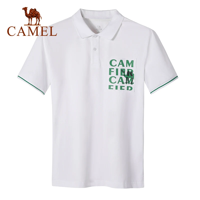 CAMEL Новое поступление Мужская футболка наружная с отворотом хлопковая для пеших