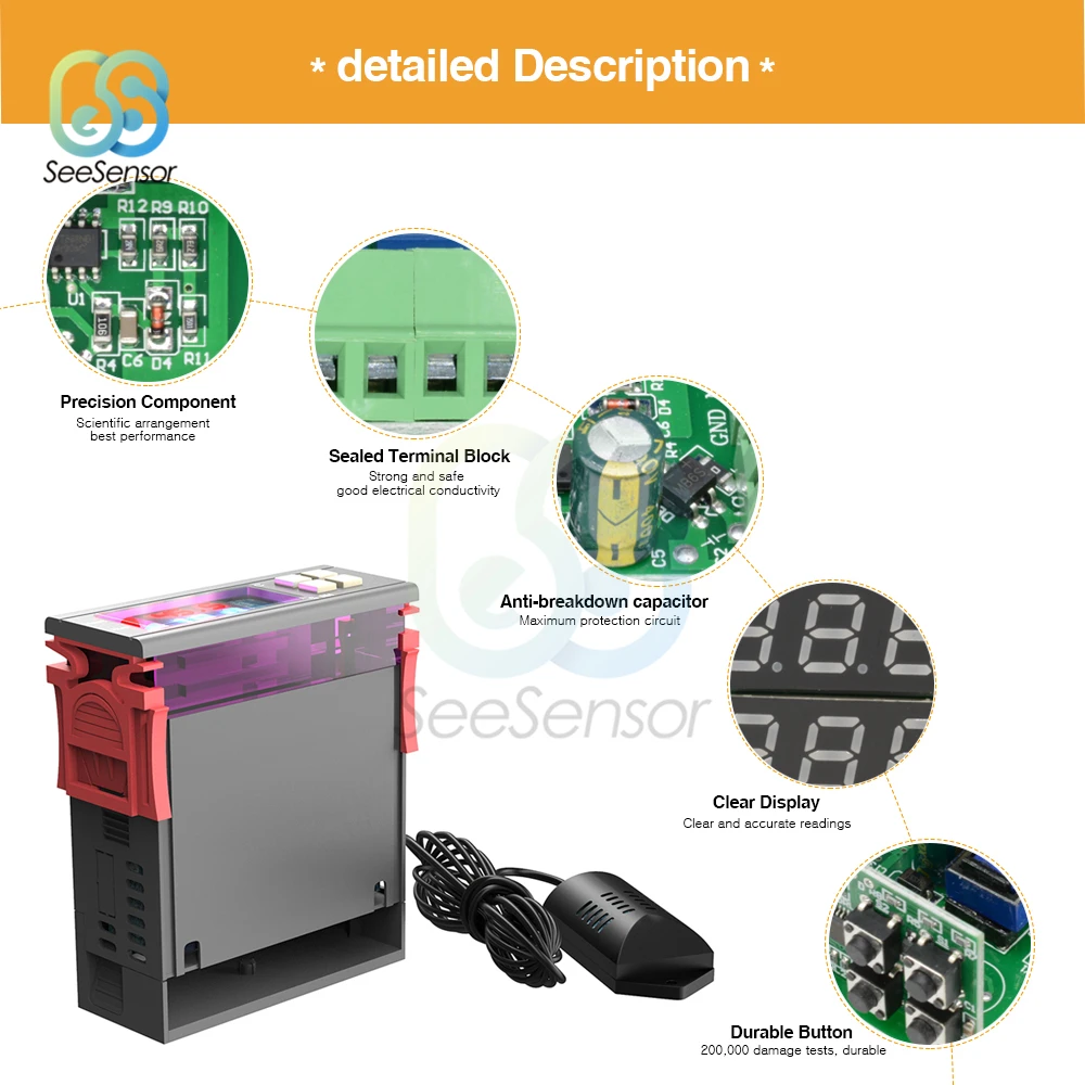 Светодиодный термостат с цифровым регулятором температуры и влажности