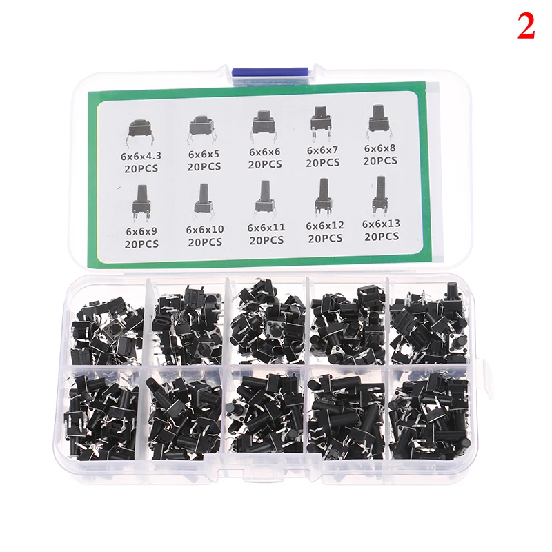 

100pcs/200pcs/pack 10 Models 6x6 Tact Switch Tactile Push Button Micro Switch For Arduino