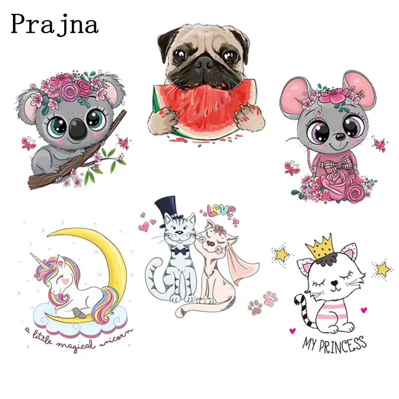 Термонаклейка Prajna с милыми животными переводная наклейка утюгом популярный