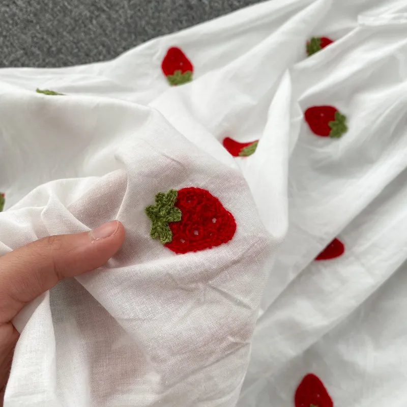 

women 's dress strawberry & pineapple embroidery sundress female summer Women's Clothing vestidos 2020