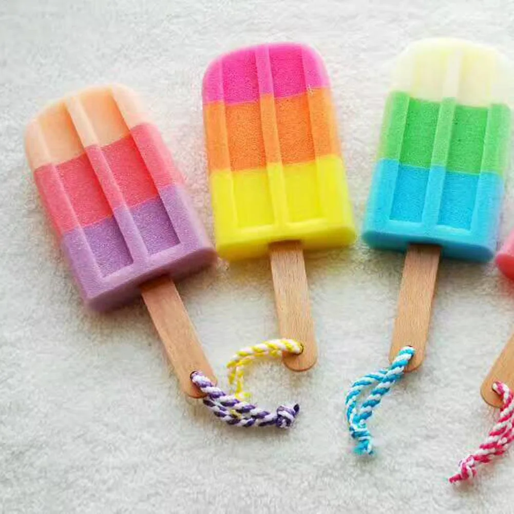 

Unique Bathroom Bathing Washing Sponges Ice Cream Shaped Stick Selling Soft Shower Sponge Color Random Goods 1Pc