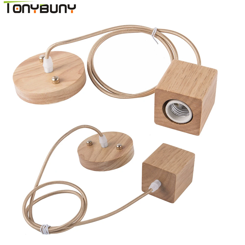 Современный деревянный светодиодный подвесной светильник E27 с держателем 7 Вт 9 5