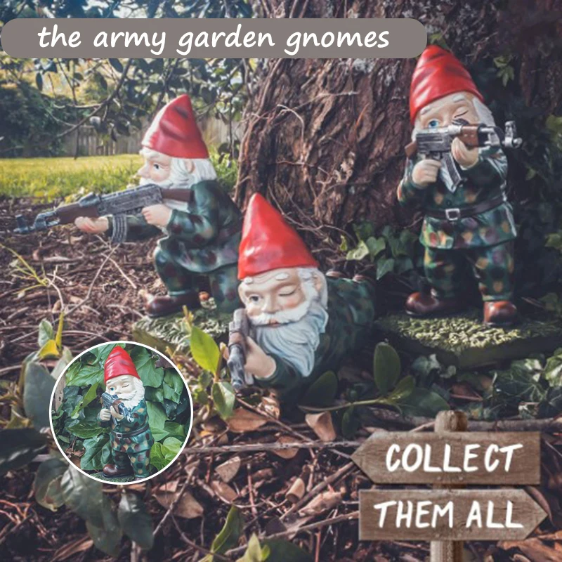 

Армейская садовая карликовая Рождественская садовая статуя, украшение для газона, полимерные поделки для внутреннего или наружного Рождес...