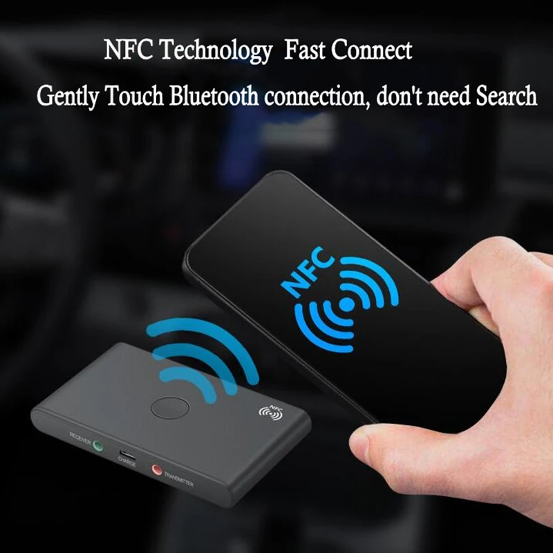 disour nfc smart wireless bluetooth adapter 2 in 1 audio 5 0 bluetooth receiver transmitter 3 5mm aux stereo for tv car kit pc free global shipping
