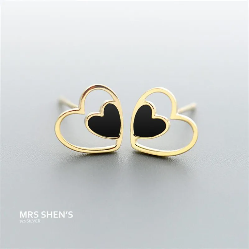 

Fashion Double Heart Earrings Female Silver Color Sweet Stud Earrings Elegant Women Jewelry Charm Accessories Gifts SE087