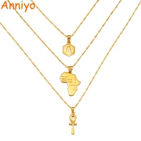 anniyo 3pcsa z letters africa map ankh pendant neckalces alphabet gold color initial jewelry african cultural ornaments 243806