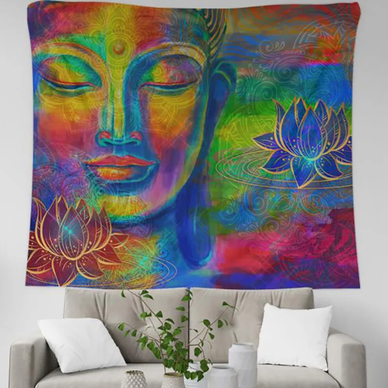 Индийский Будда гобелен мандалы настенный подвесной ковер Психоделическое