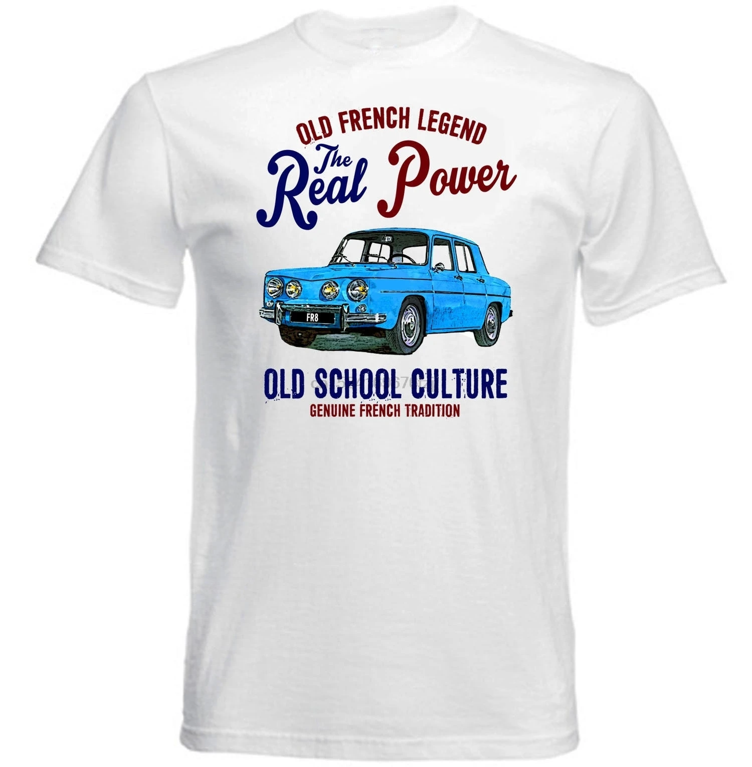 Винтажная белая футболка с принтом французского автомобиля Renault Мужская