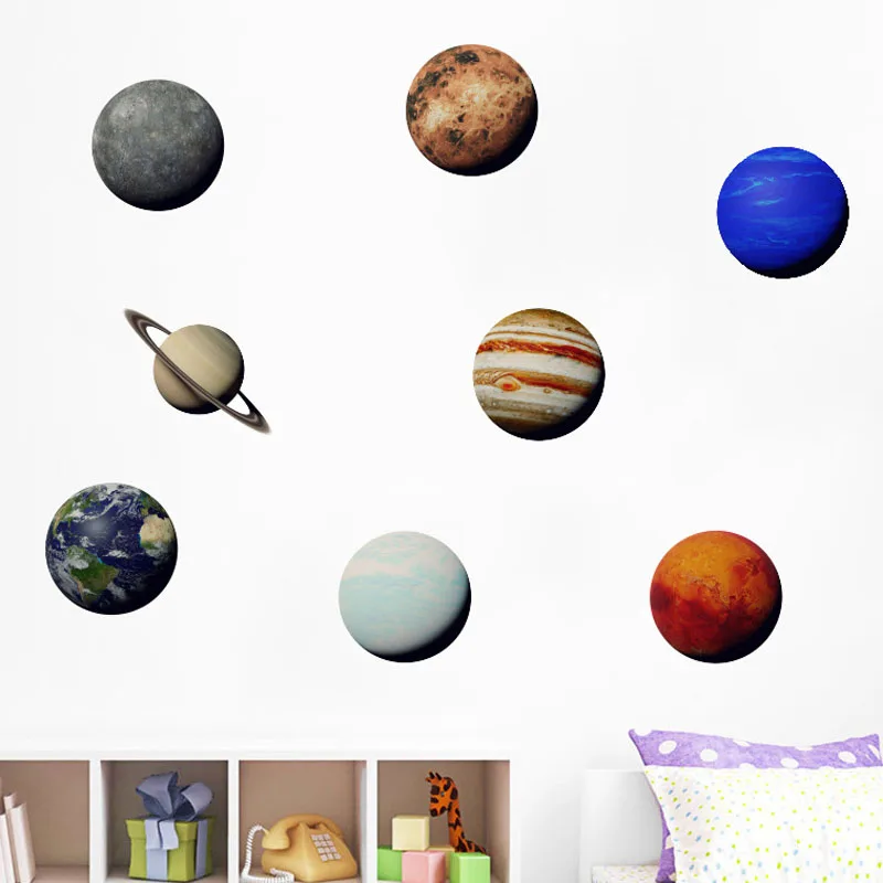 Planet Solar System Galaxy Wall Stickers Children Room Bedroom Decor Removable Vinyl Mural art Decal Posters
