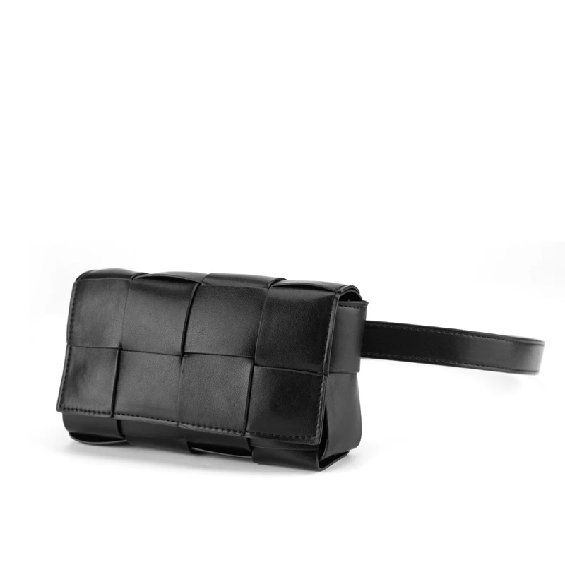 

New Woven Leather Women's Shoulder Bag Fashion Messenger Small Square Bags Design Chest Bag Mobile Phone Pocket Money Bag purses