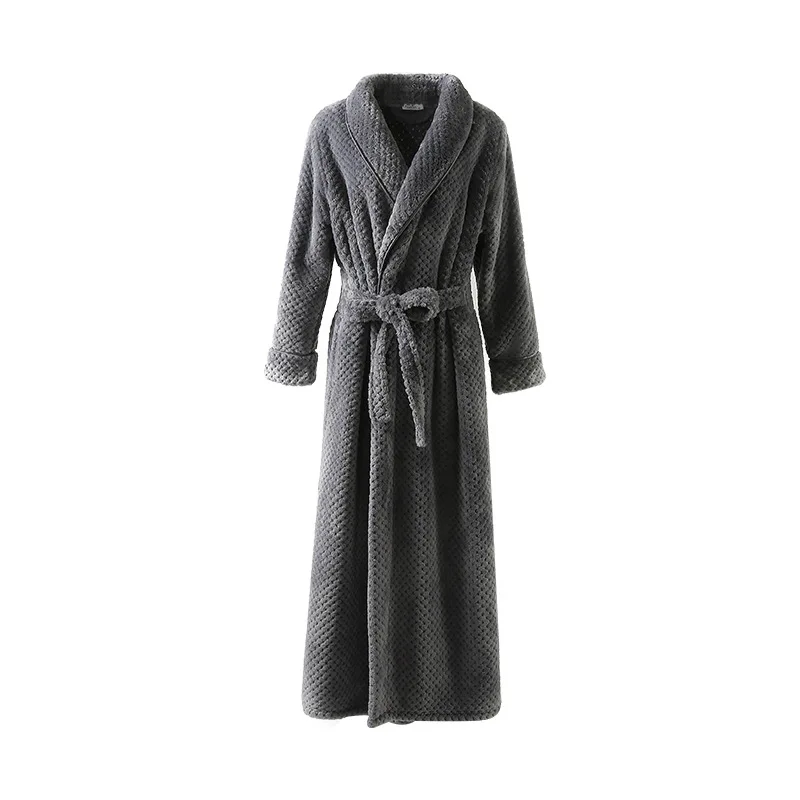 

Robe Male Warm Dressing Gown Winter purple robe Extra Long Flannel Bathrobe Male Full Sleeve Kimono Bath Pyjama homme