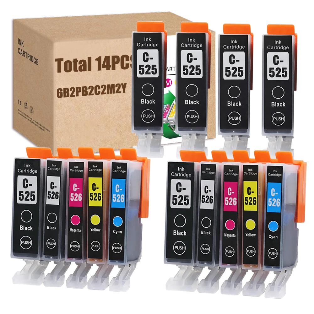 HS Compatible for Canon 525 Ink Cartridge for Canon 526 Ink Cartridge used in Pixma MX882 IP6500 MG5100 MG5220 MG5300 MG6100