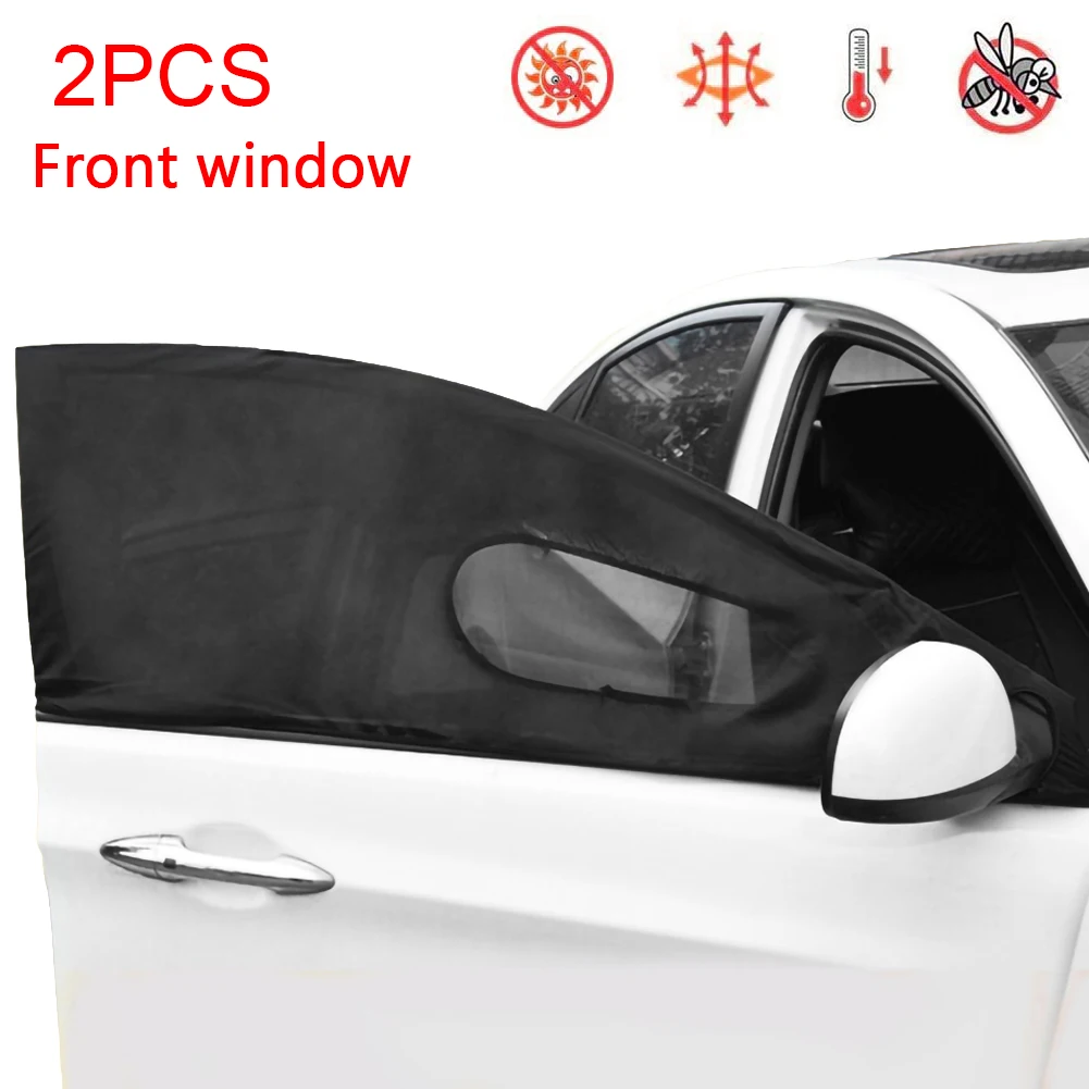 

2Pcs Sun Shade Curtain UV Protection Shield Pair Visor Mesh Solar Mosquito Dust Protection Car-covers Car Window Cover Sunshade