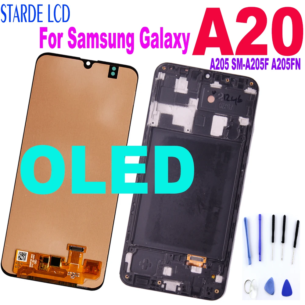 Для Samsung Galaxy A20 ЖК-дисплей сенсорный экран дигитайзер в сборе для Samsung A205 SM-A205F A205FN Замена ЖК-дисплея