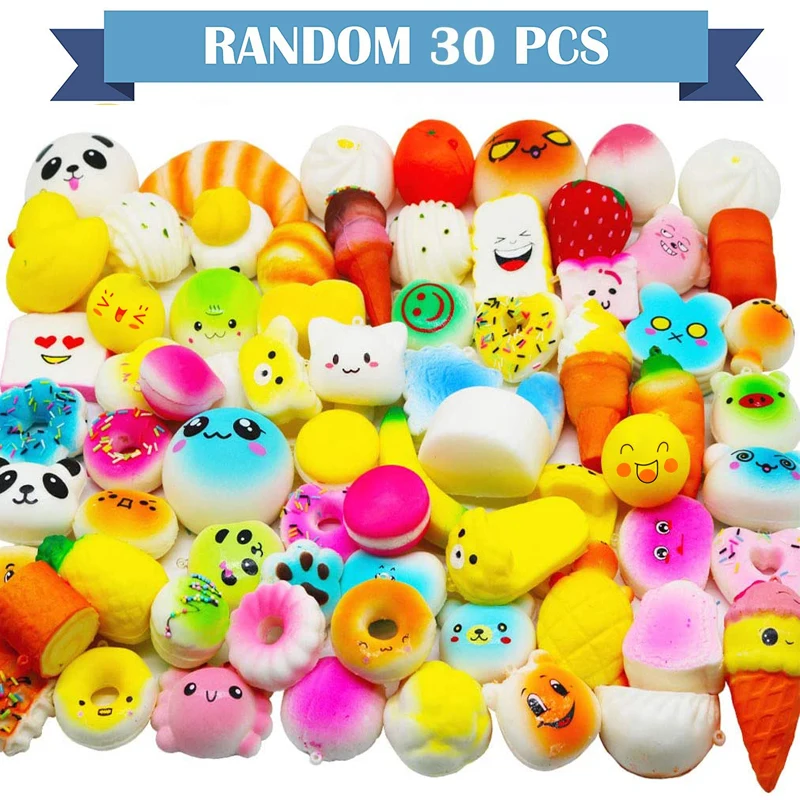 30Pcs Lot Jumbo Squishy Scented Soft Slow Rising Squeeze Pressure Relief Toys Child Adult