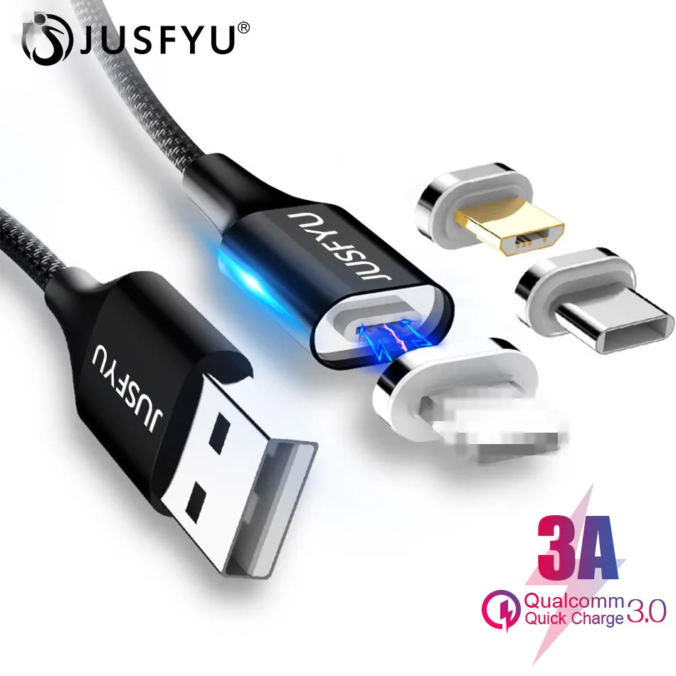 1 M/1,5 M/2 M 3A Магнитный зарядный кабель Micro Usb для быстрой зарядки iphone type C, Магнитный зарядный кабель для samsung USBC