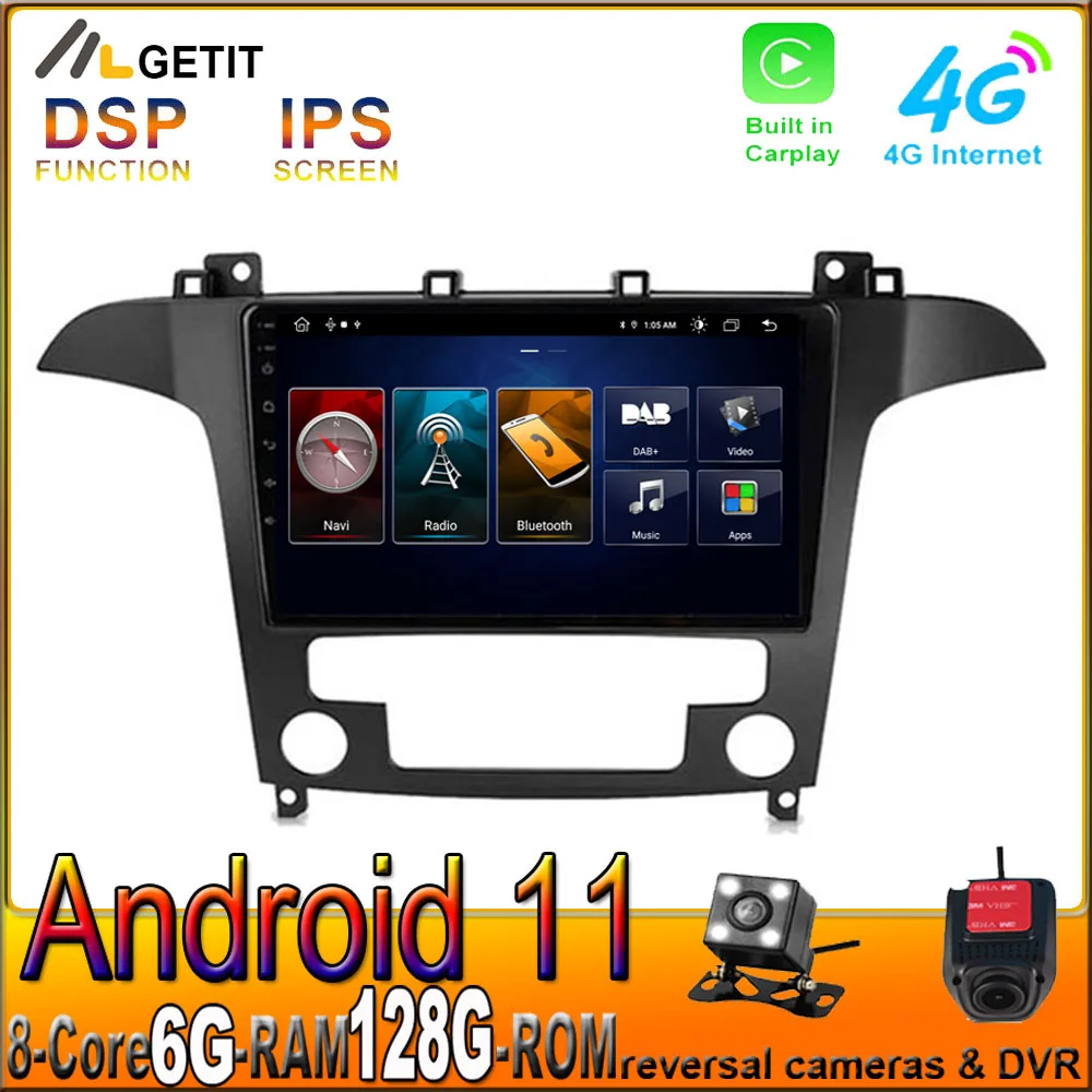 

Для Ford S-Max s max 2007 2008 Авто CARPLAY 6 + 128 ГБ DSP Android 11 Автомобильный плеер радио навигация Мультимедиа GPS без DVD