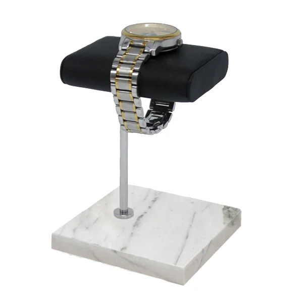 

2 Pcs Marble Silver Rod Watch Bracelet Bracelet Display Stand PU Leather Jewelry Stand Black+White Watch Stand