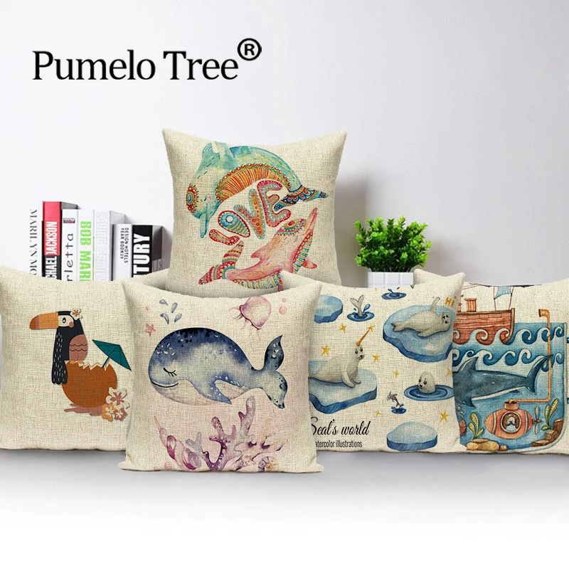 Морские стильные чехлы на подушки краб осьминог украшение дома чехол мультяшный
