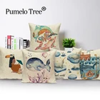 Морские стильные чехлы на подушки, краб осьминог, украшение дома, подушки, чехол, мультяшный пейзаж, подушки для спальни, комбинезон 45*45 см, Almofadas