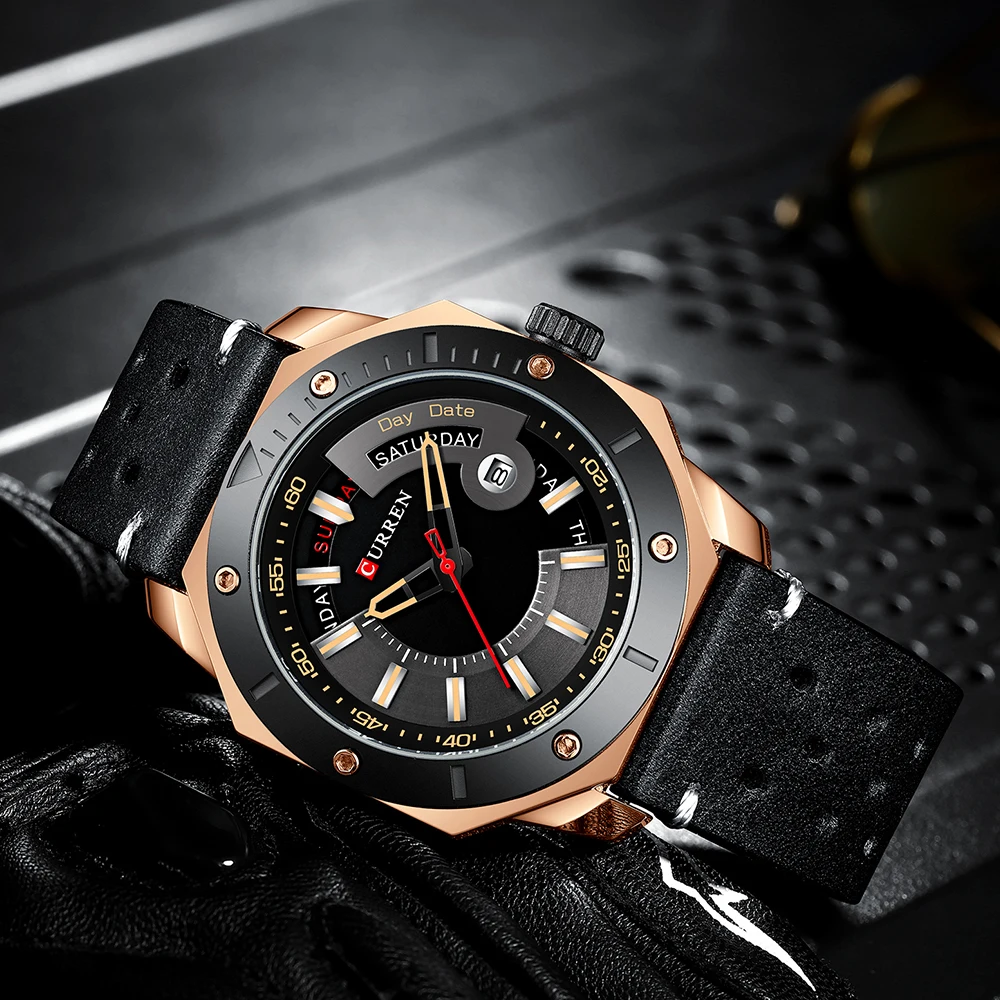 

CURREN Luxury Brand Leather Mens Watches Casual Business Black Quartz Watch Male Clock Relogio Masculino