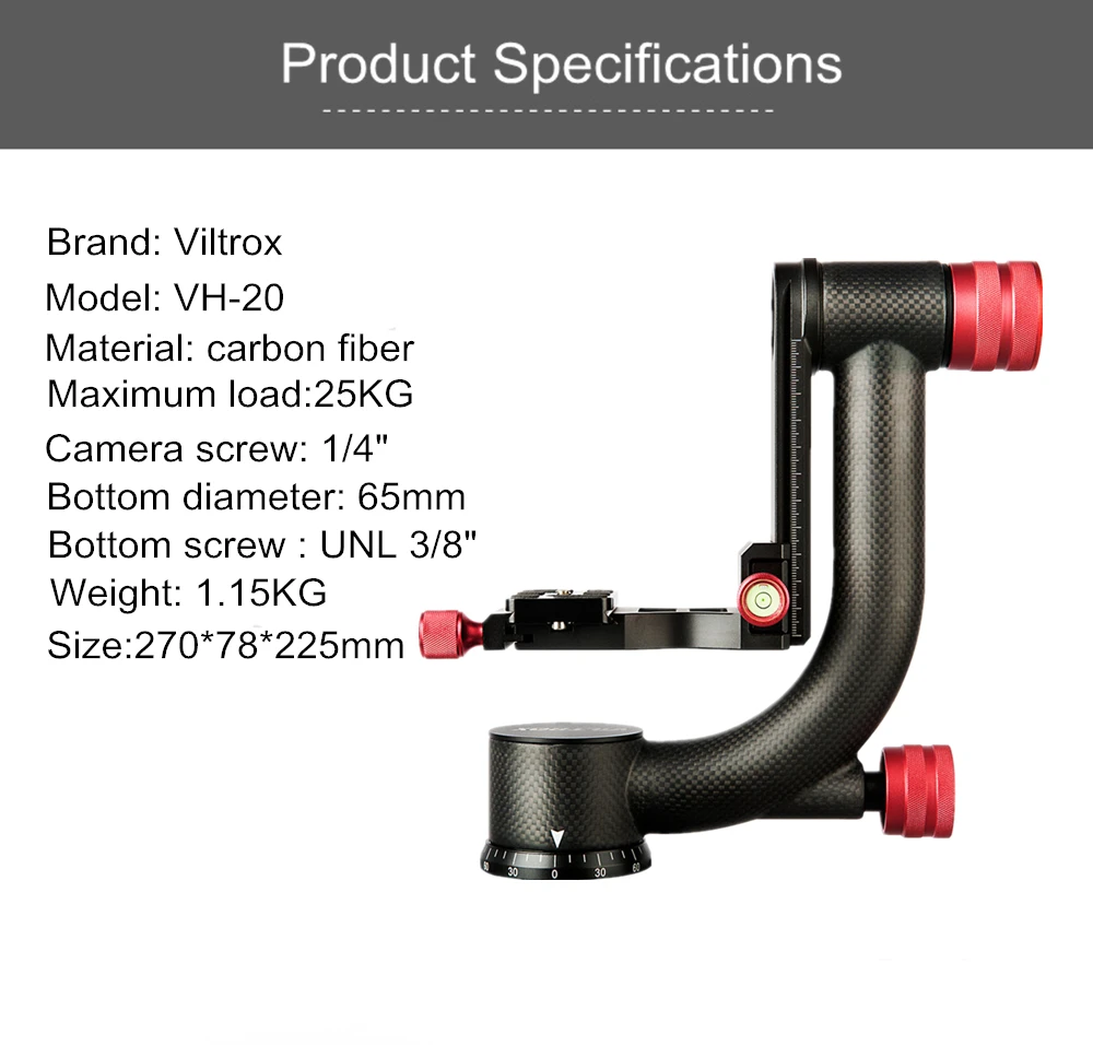 Viltrox VH-20 Pro Heavy Duty из углеродного волокна штатив-Трипод стабилизатор главный Quick Release Plate для телеобъектив фотографии птица