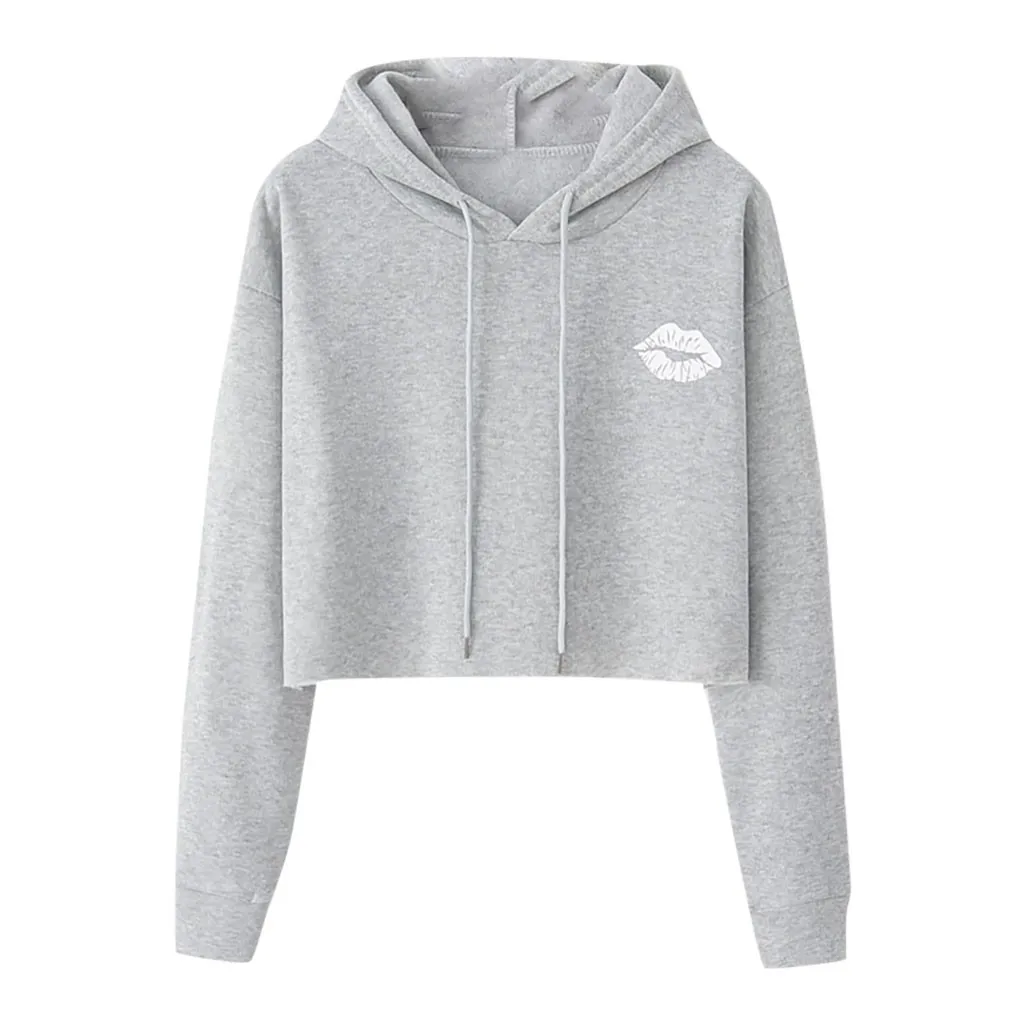 Осенне зимние женские укороченные толстовки пуловеры топы повседневные Черные