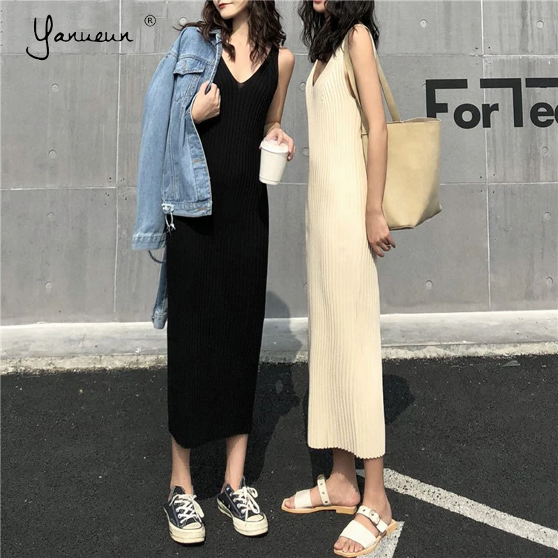 Женские облегающие длинные платья Fatika Трикотажный жилет с v образным вырезом без