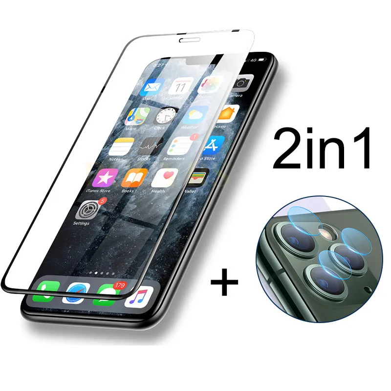 500D 2 в 1 изогнутое закаленное стекло для iPhone 11 Pro Max стекло X XS Max XR Защитное стекло для экрана для iPhone 6 6s 7 8 Plus X