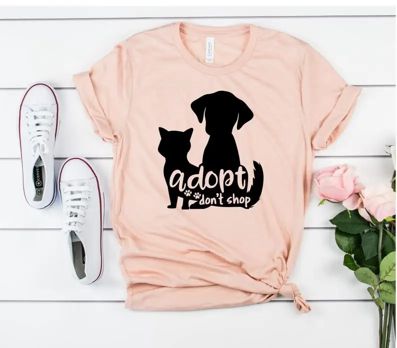 Adopt don't shop модная забавная хлопковая Футболка amime футболка с коротким рукавом и