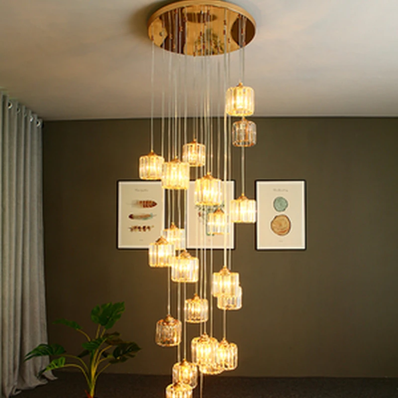 Стеклянная Хрустальная потолочная лампа Ice Cube для виллы многослойный светильник в виде пирамиды освещение